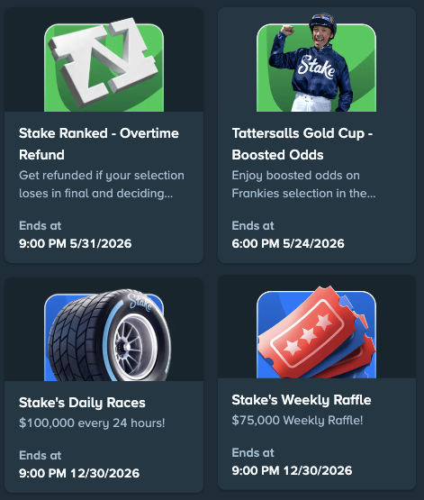 Bonuses and promotions at Stake